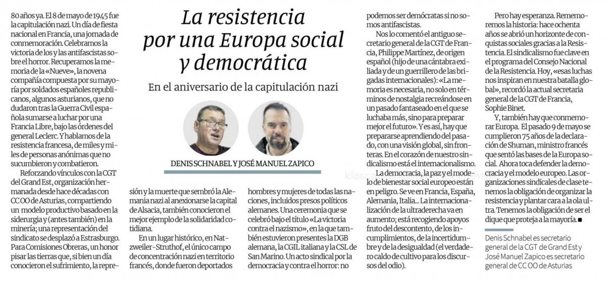CCOO de Asturias y la CGT del Grand Est