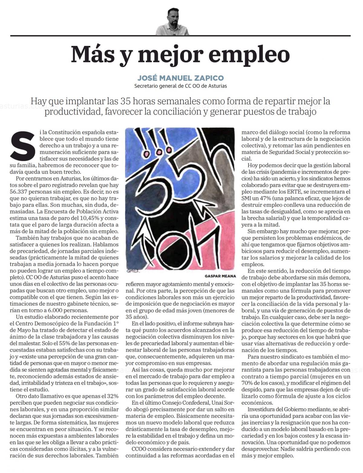 Tribuna de J. M. Zapico en "El Comercio"