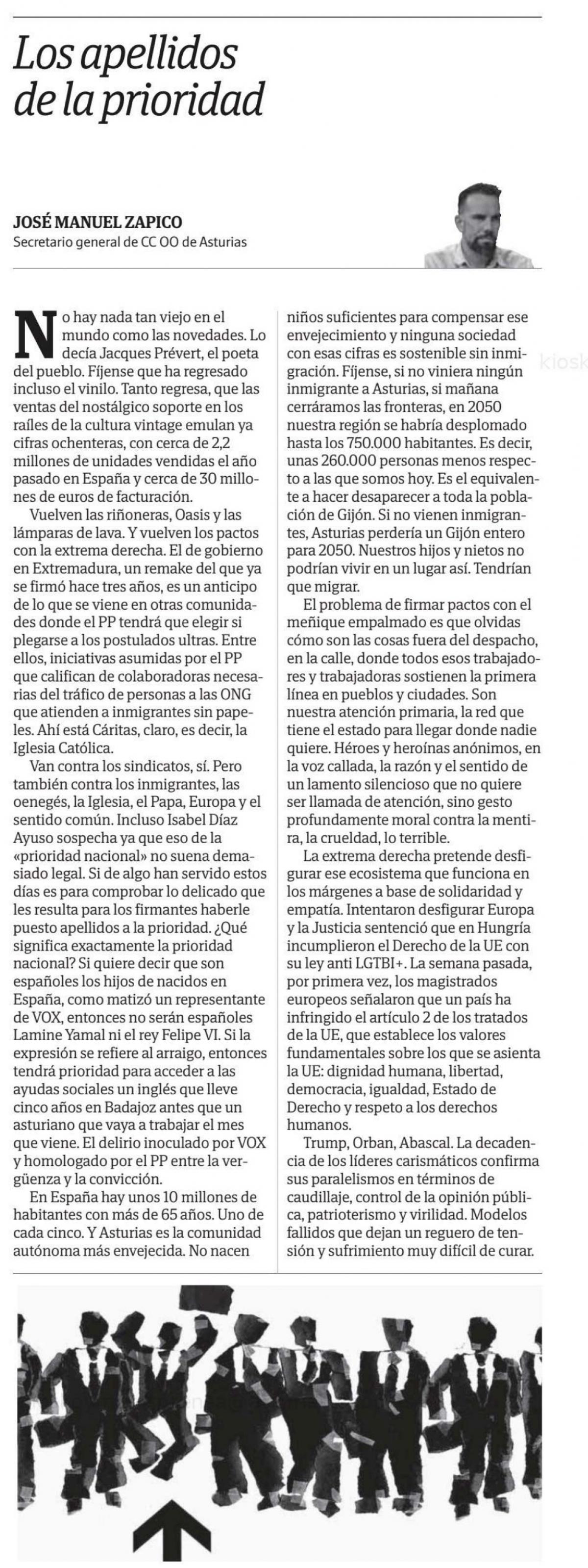 Tribuna de J. M. Zapico en "El Comercio"