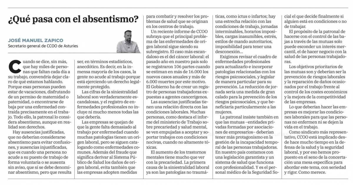 Tribuna sobre absentismo