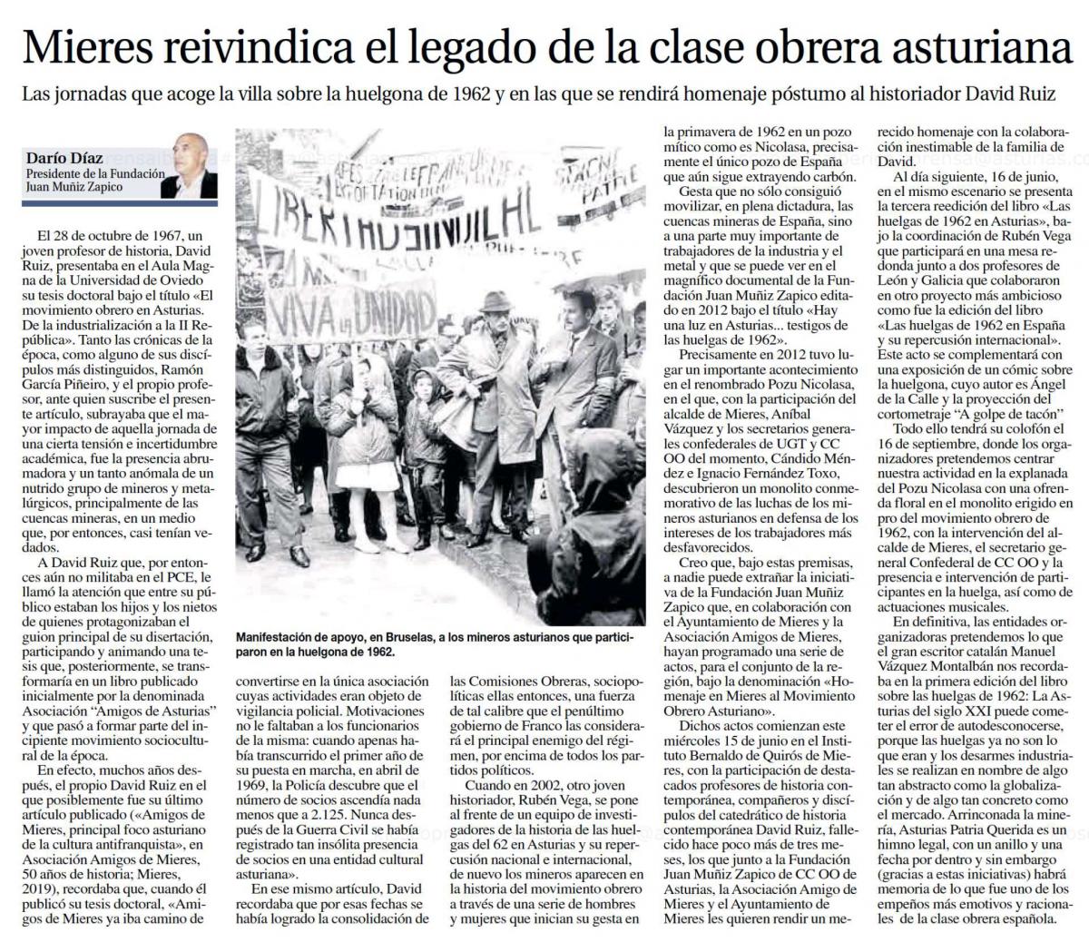 Homenaje al movimiento obrero asturiano