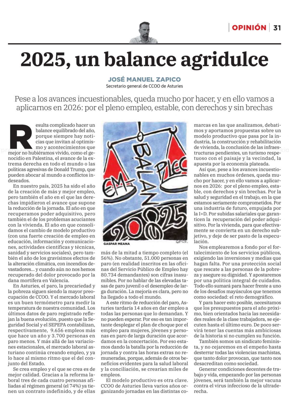 Tribuna de Zapico en "El Comercio"